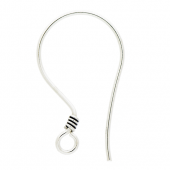 Silver Simple ear wire with antique coil wire - EW4001