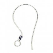 Silver Simple ear wire with antique coil wire (large) - EW4001L