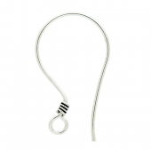 Silver Simple ear wire with antique coil wire (lighter) - EW4001S