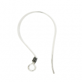 Silver Flat hook ear wire with antique coil wire - EW4002F