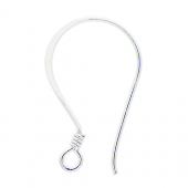 Silver Flat hook ear wire with coil wire - EW4002F-B