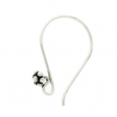 Silver Bali ear wire with sun flower head - EW4036