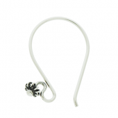 Silver Bali ear wire with  flower head - EW4037