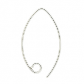 Silver Simple ear wire with long hook - EW4042