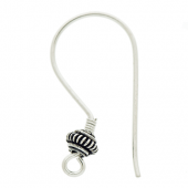 Silver Bali ear wire with coil beads - EW4054
