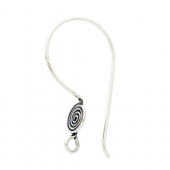 Silver Bali ear wire with spiral motif - EW4055