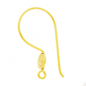 Vermeil Bali ear wire with spiral motif - EW4055-V