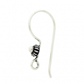 Silver Bali ear wire with flower motif - EW4056