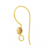 Vermeil Bali ear wire with flower motif - EW4056-V