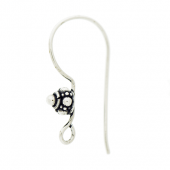 Silver Bali ear wire with flower motif - EW4057