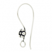 Silver Bali ear wire with flower motif - EW4058