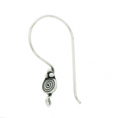 Silver Bali ear wire with spiral motif - EW4059